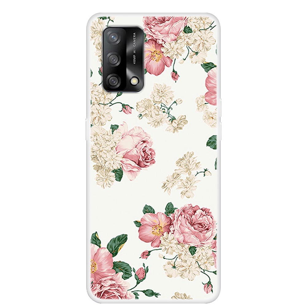 Full Protection Pattern Printing Flexible TPU Phone Cover Case for Oppo A74 4G/F19 - Exquisite Flower-1