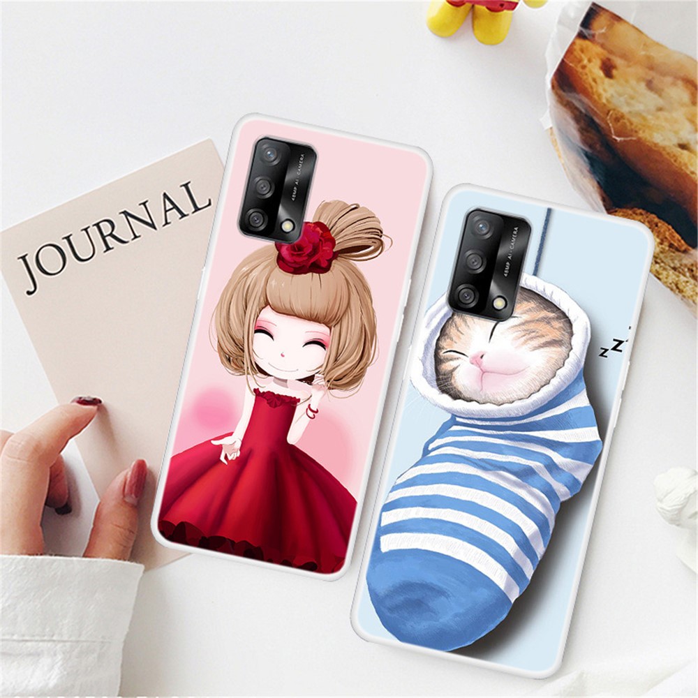Full Protection Pattern Printing Flexible TPU Phone Cover Case for Oppo A74 4G/F19 - Exquisite Flower-3