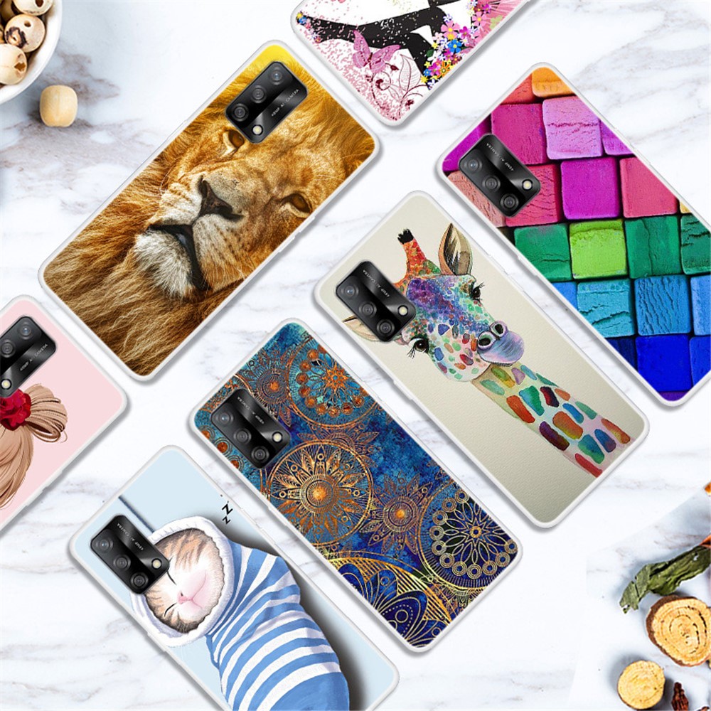 Full Protection Pattern Printing Flexible TPU Phone Cover Case for Oppo A74 4G/F19 - Exquisite Flower-4