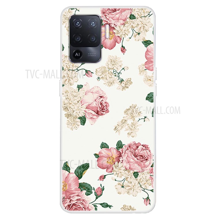 Full Protection Flexible TPU Phone Cover Case Cover with Pattern Printing for Oppo A94 - Exquisite Flower-1