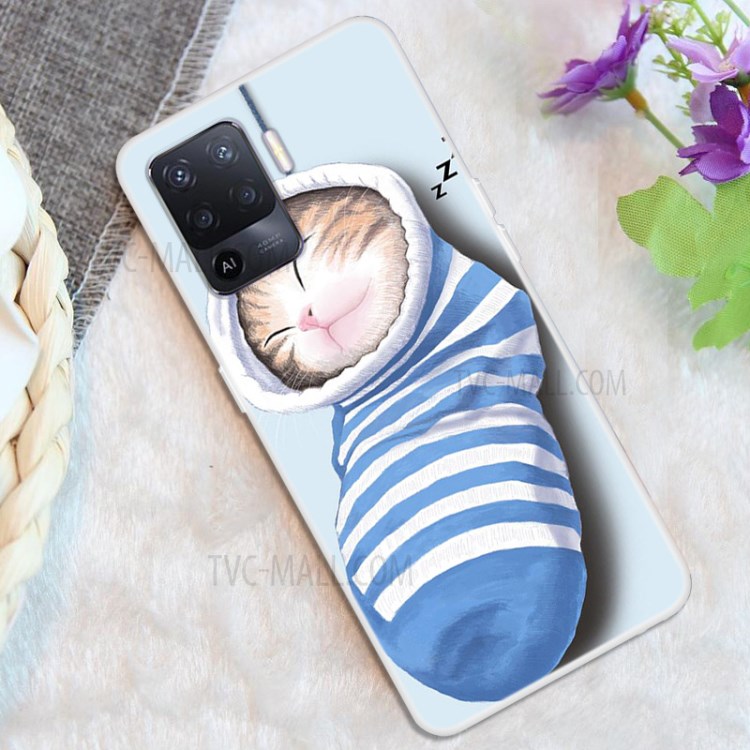 Full Protection Flexible TPU Phone Cover Case Cover with Pattern Printing for Oppo A94 - Exquisite Flower-3
