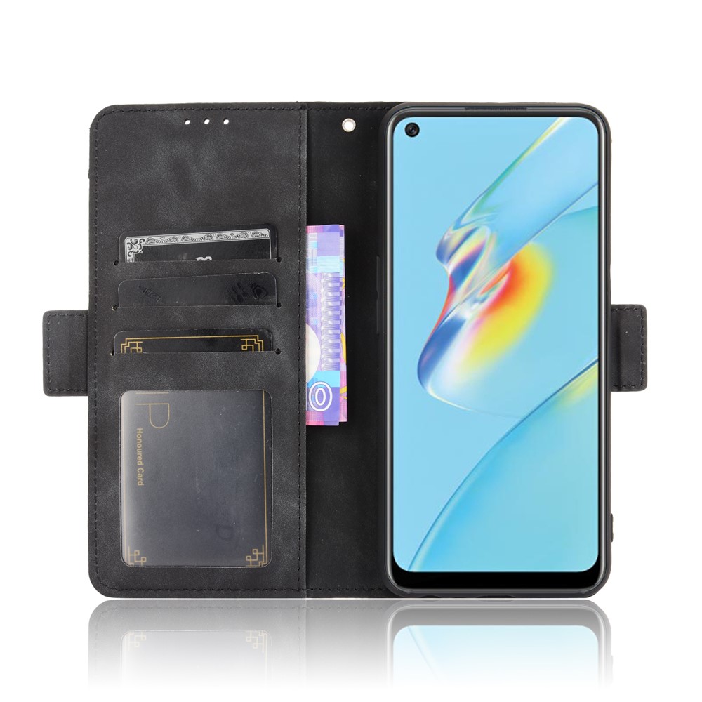 Wallet Design Multiple Card Slots Stand Leather Phone Case for Oppo A54 4G - Black-3