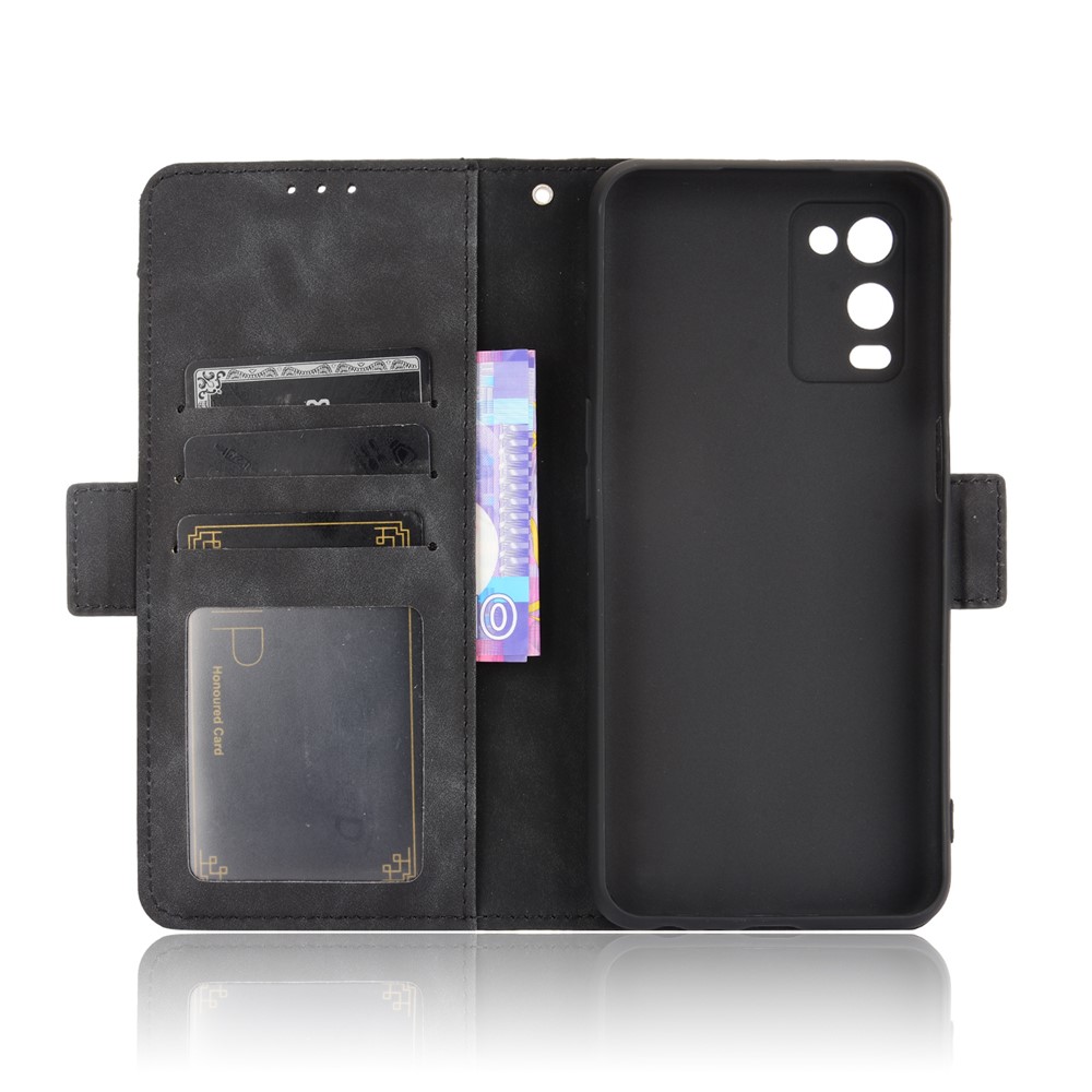 Wallet Design Multiple Card Slots Stand Leather Phone Case for Oppo A54 4G - Black-7