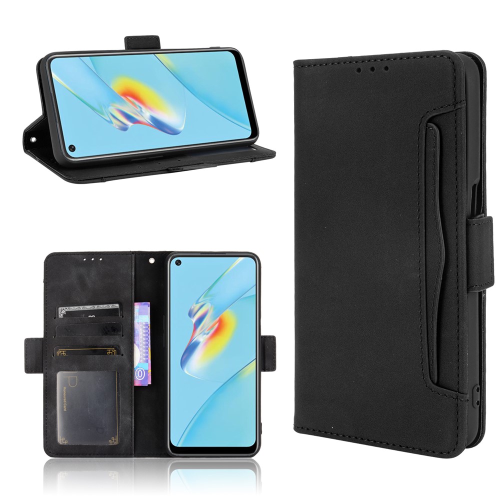 Wallet Design Multiple Card Slots Stand Leather Phone Case for Oppo A54 4G - Black-9