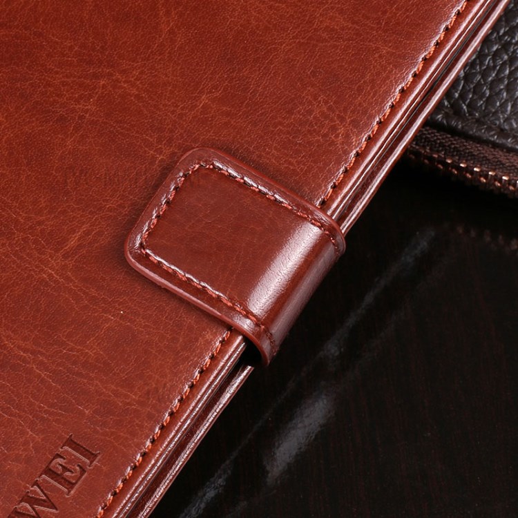 IDEWEI Folio Flip Wallet Crazy Horse Texture Leather Mobile Casing with Stand for Oppo A95 5G - Brown-12