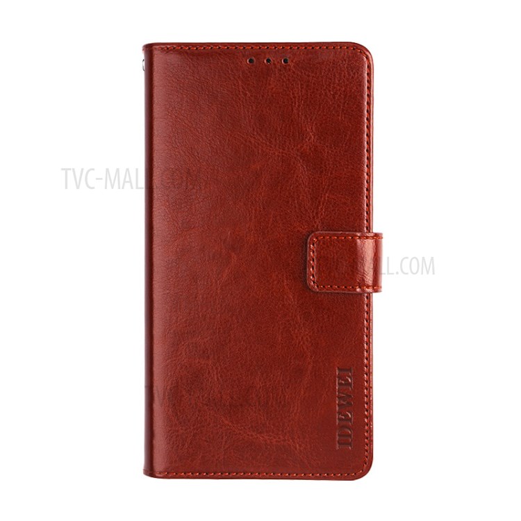 IDEWEI Folio Flip Wallet Crazy Horse Texture Leather Mobile Casing with Stand for Oppo A95 5G - Brown-2