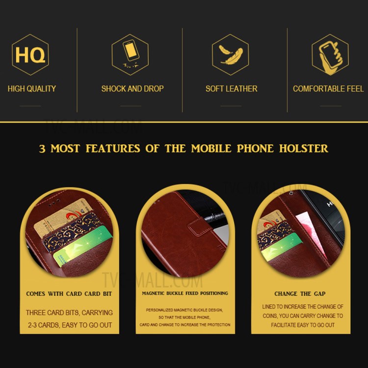 IDEWEI Folio Flip Wallet Crazy Horse Texture Leather Mobile Casing with Stand for Oppo A95 5G - Brown-4