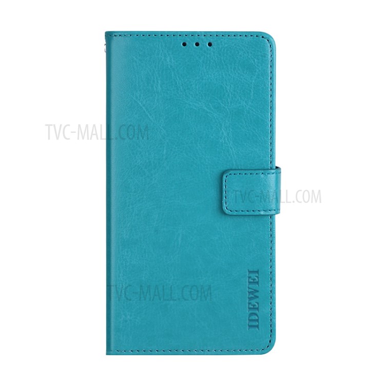 IDEWEI Folio Flip Wallet Crazy Horse Texture Leather Mobile Casing with Stand for Oppo A95 5G - Sky Blue-2