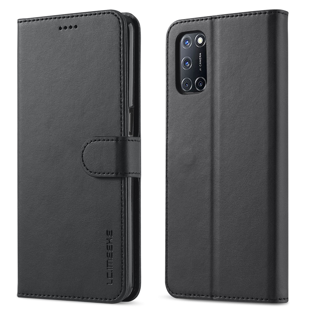LC.IMEEKE Wallet Stand Leather Phone Casing Shell for Oppo A55 5G/A54 4G - Black-1
