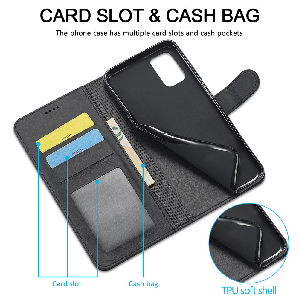 LC.IMEEKE Wallet Stand Leather Phone Casing Shell for Oppo A55 5G/A54 4G - Black-4