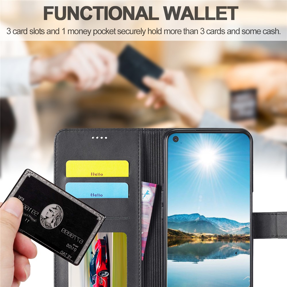 LC.IMEEKE Wallet Stand Leather Phone Casing Shell for Oppo A55 5G/A54 4G - Black-6
