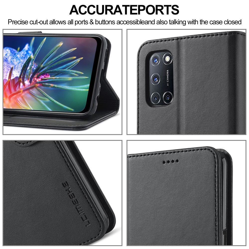 LC.IMEEKE Wallet Stand Leather Phone Casing Shell for Oppo A55 5G/A54 4G - Black-7