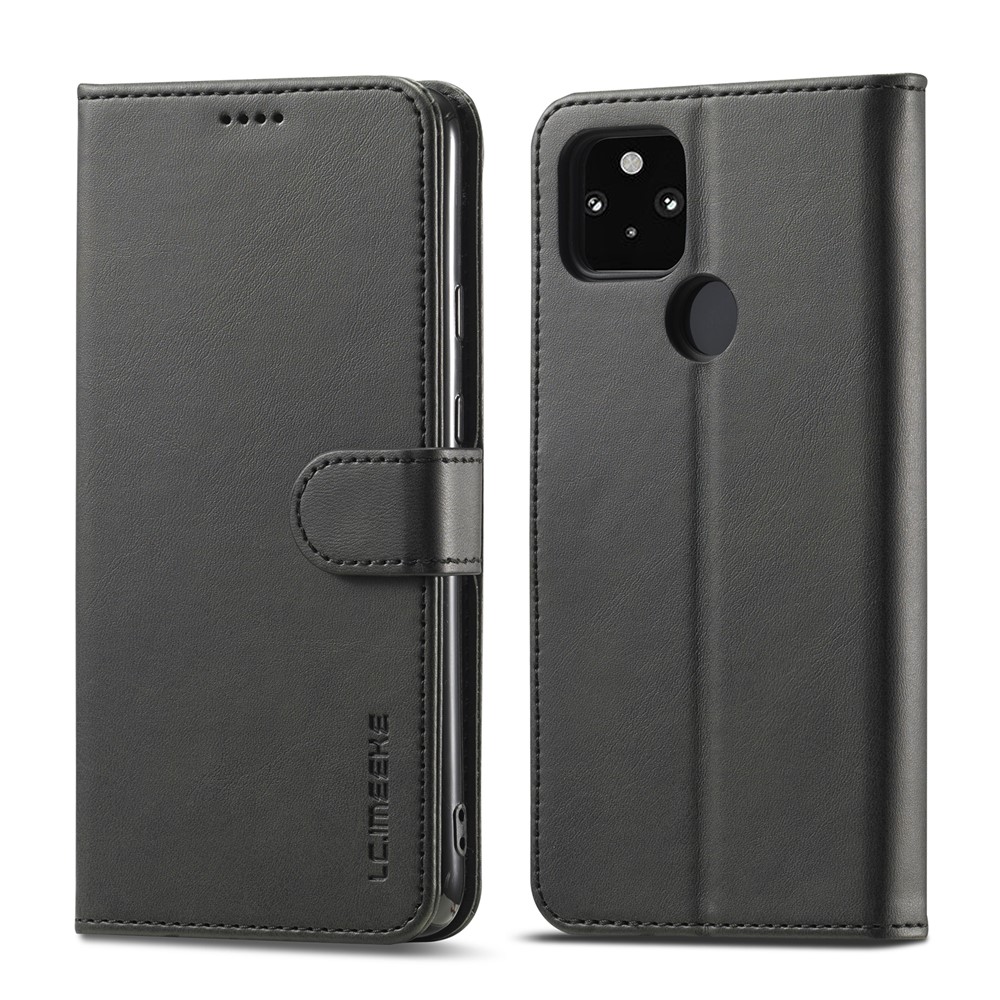 Lc. Imeeke Wallet Stand Leder Telefongehäuseschale Für Realme C21/C20 - Schwarz