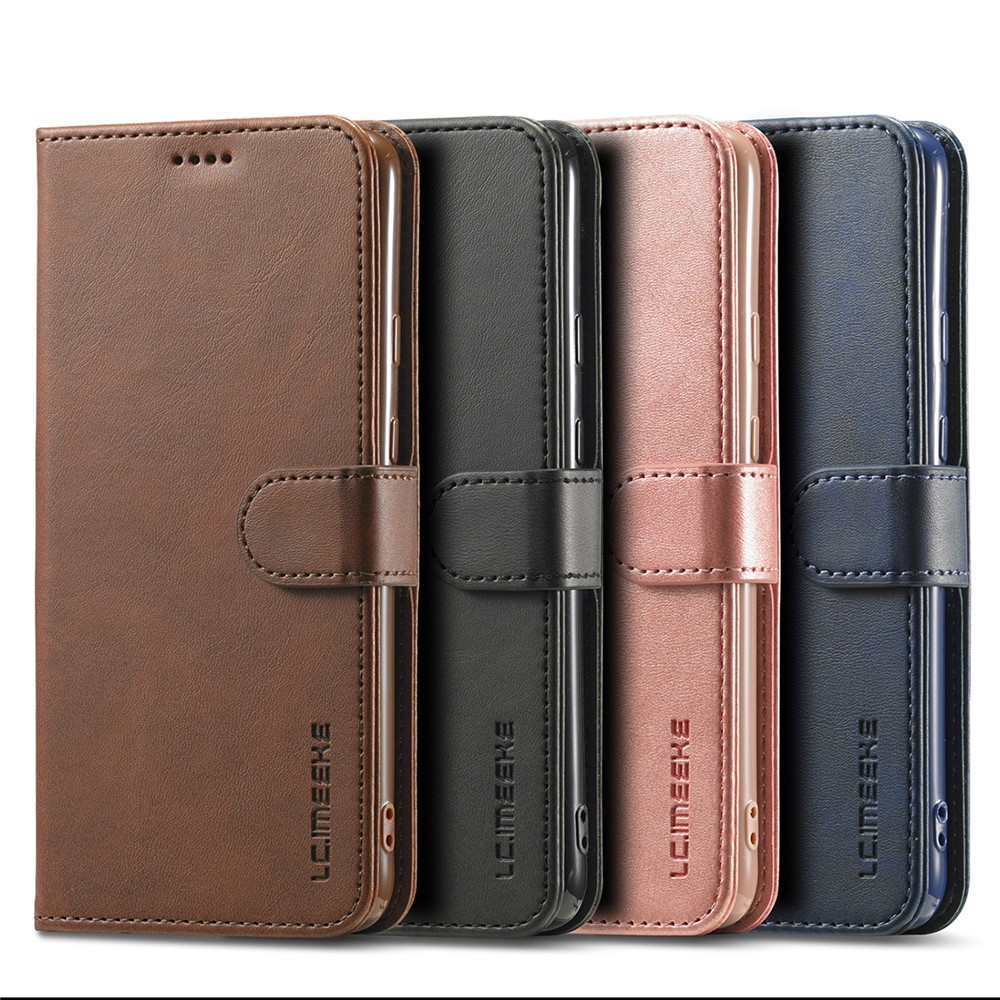 Lc. Imeeke Wallet Stand Leather Phone Cording Shell Для Realme C21/C20 - Черный