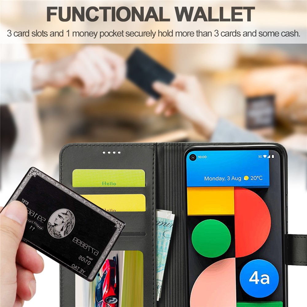 Lc. Imeeke Wallet Stand Leder Telefongehäuseschale Für Realme C21/C20 - Schwarz