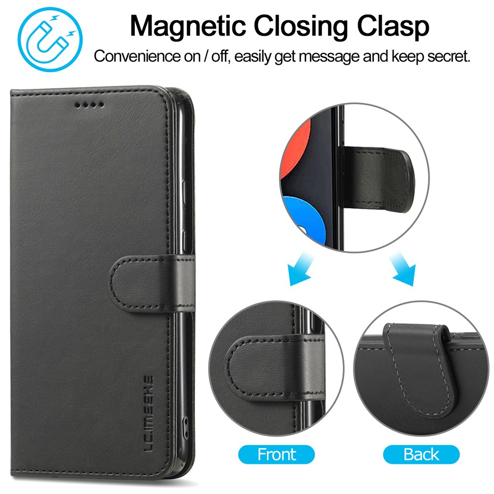 LC.IMEEKE Wallet Stand Leather Phone Casing Shell for Realme C21/C20 - Black-5