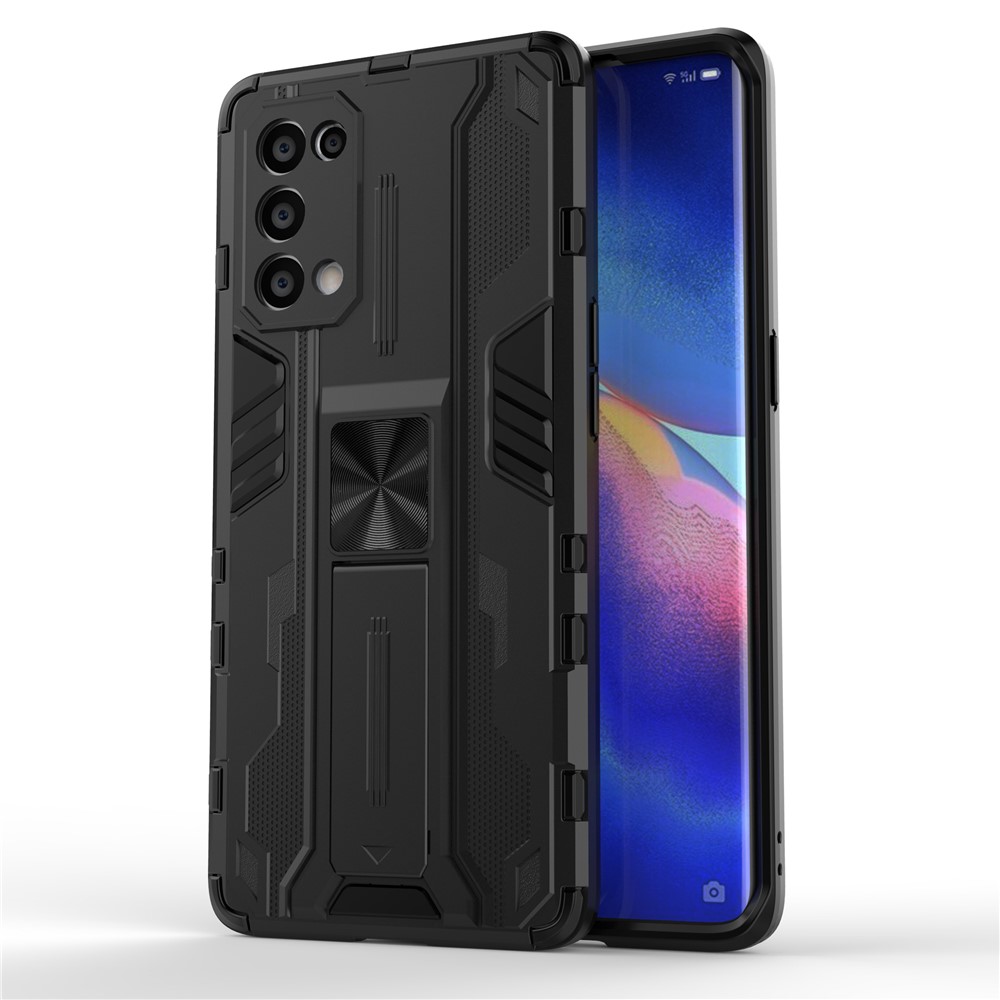 PC + TPU Phone Case Shockproof Protective Cover with Kickstand for Oppo Reno5 Pro 5G - Black-1
