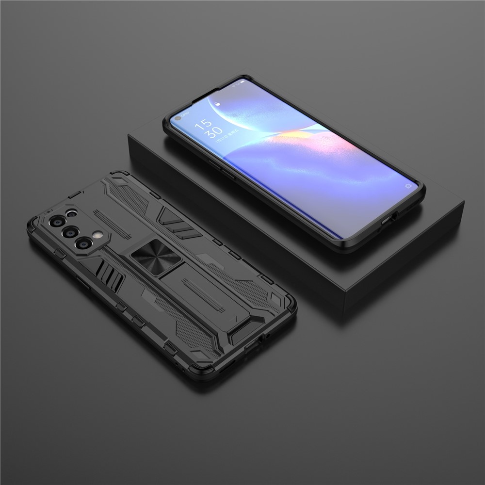 PC + TPU Phone Case Shockproof Protective Cover with Kickstand for Oppo Reno5 Pro 5G - Black-12