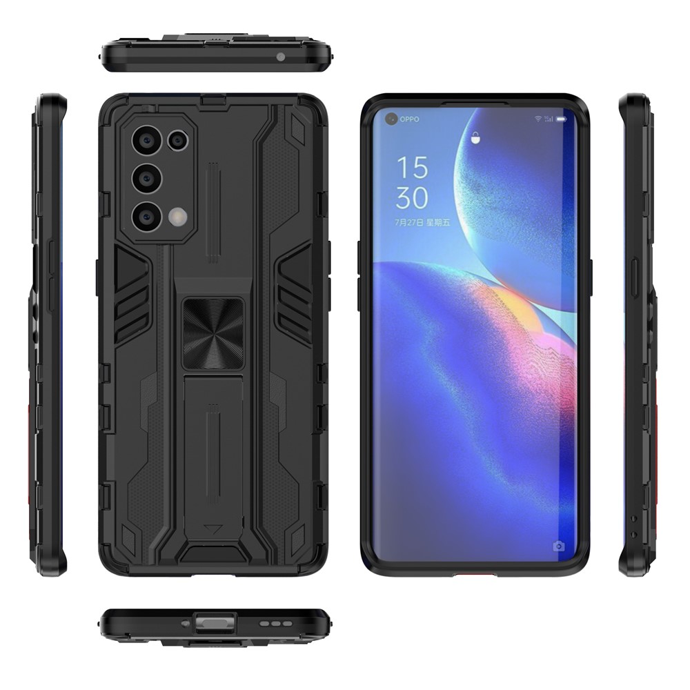 PC + TPU Phone Case Shockproof Protective Cover with Kickstand for Oppo Reno5 Pro 5G - Black-2