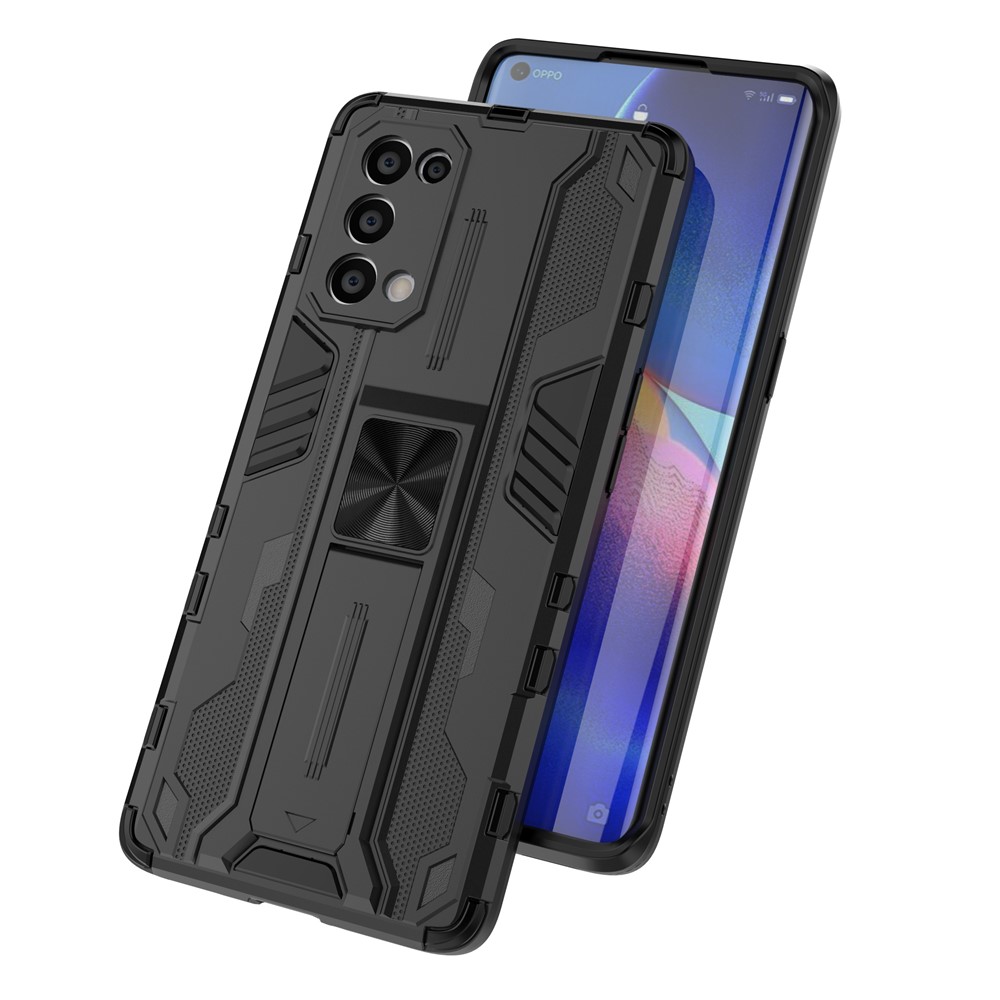 PC + TPU Phone Case Shockproof Protective Cover with Kickstand for Oppo Reno5 Pro 5G - Black-5