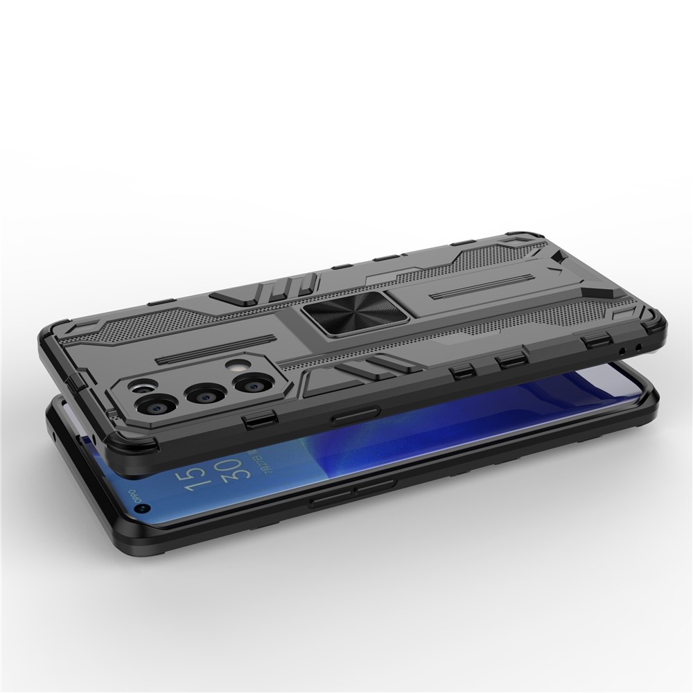 PC + TPU Phone Case Shockproof Protective Cover with Kickstand for Oppo Reno5 Pro 5G - Black-6