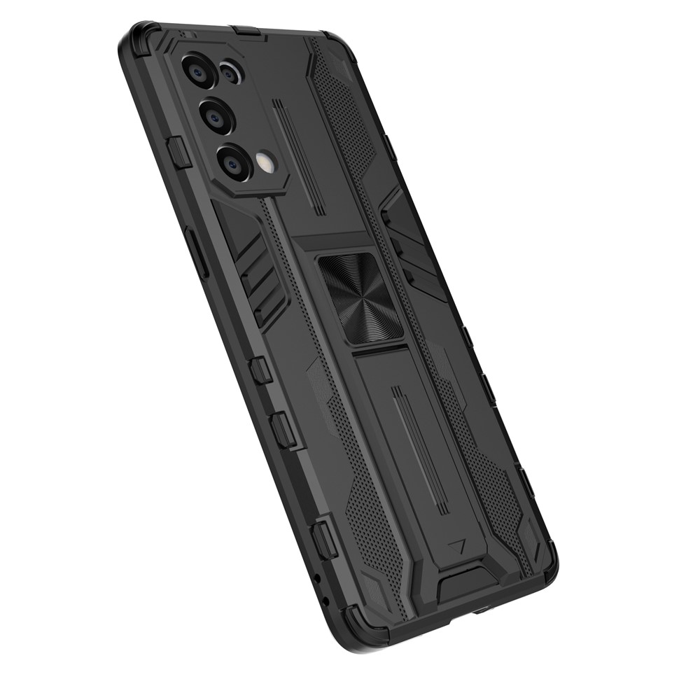 PC + TPU Phone Case Shockproof Protective Cover with Kickstand for Oppo Reno5 Pro 5G - Black-8