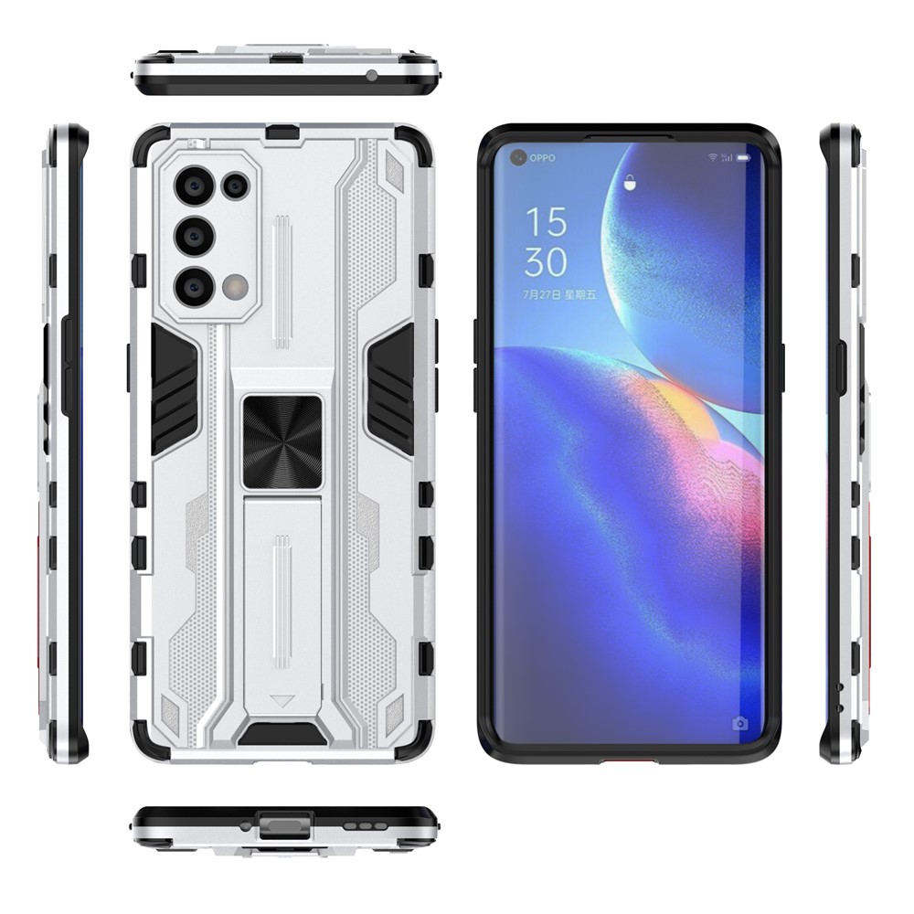PC + TPU Phone Case Shockproof Protective Cover with Kickstand for Oppo Reno5 Pro 5G - Silver-2