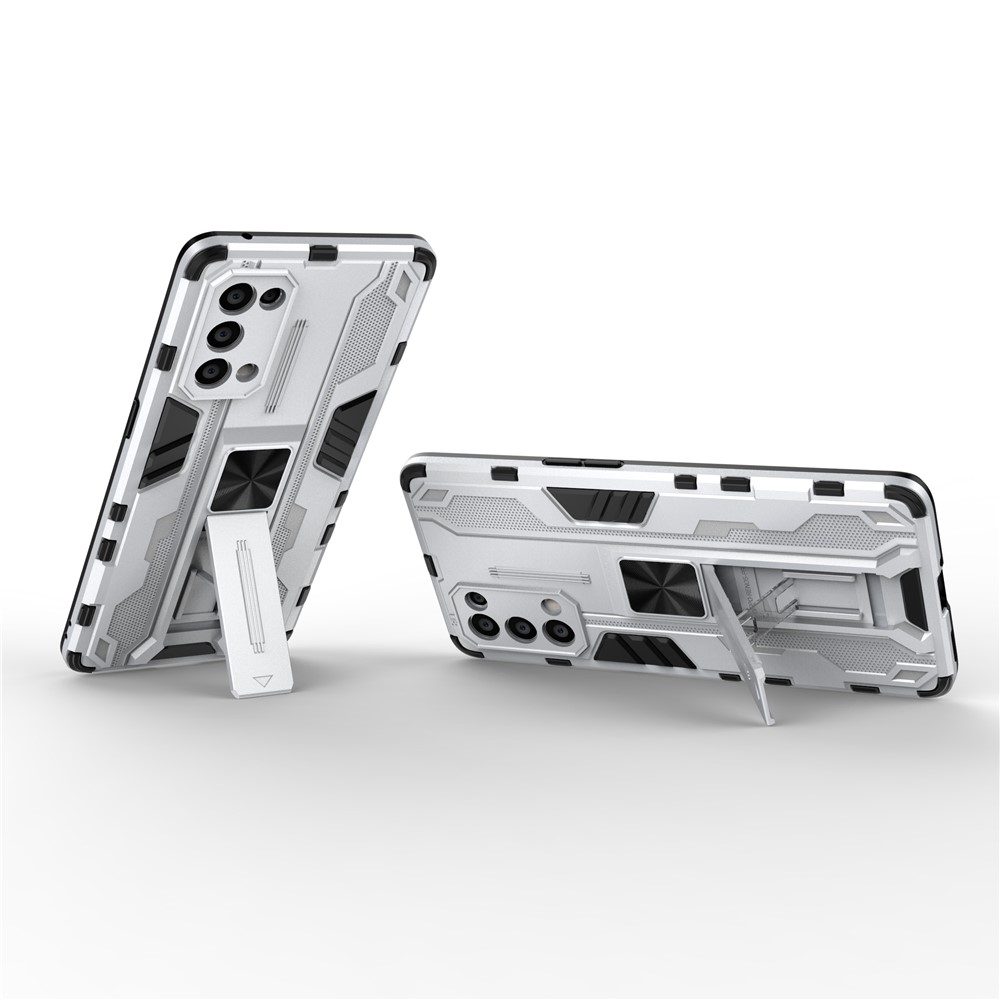 PC + TPU Phone Case Shockproof Protective Cover with Kickstand for Oppo Reno5 Pro 5G - Silver-3