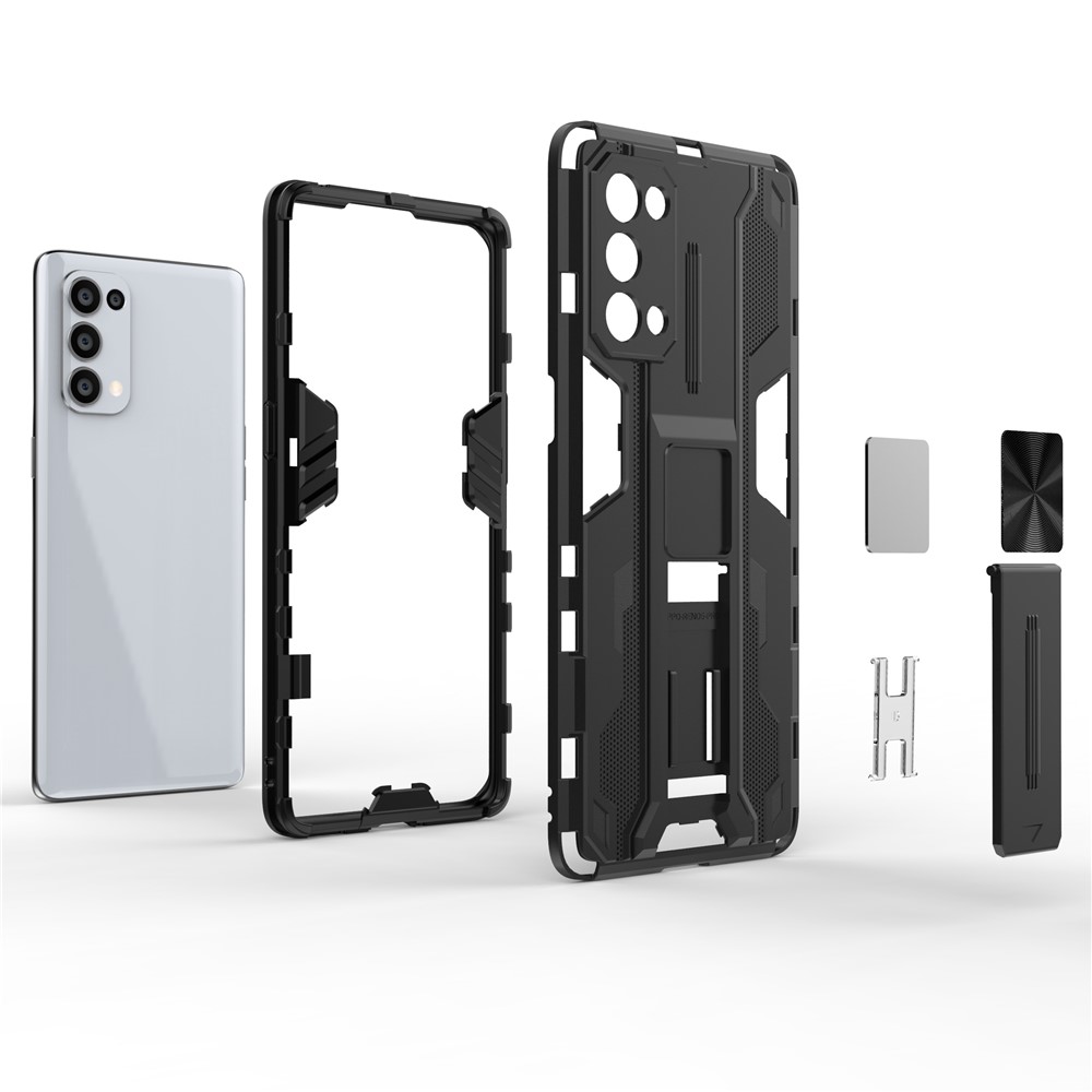 PC + TPU Phone Case Shockproof Protective Cover with Kickstand for Oppo Reno5 Pro 5G - Silver-4