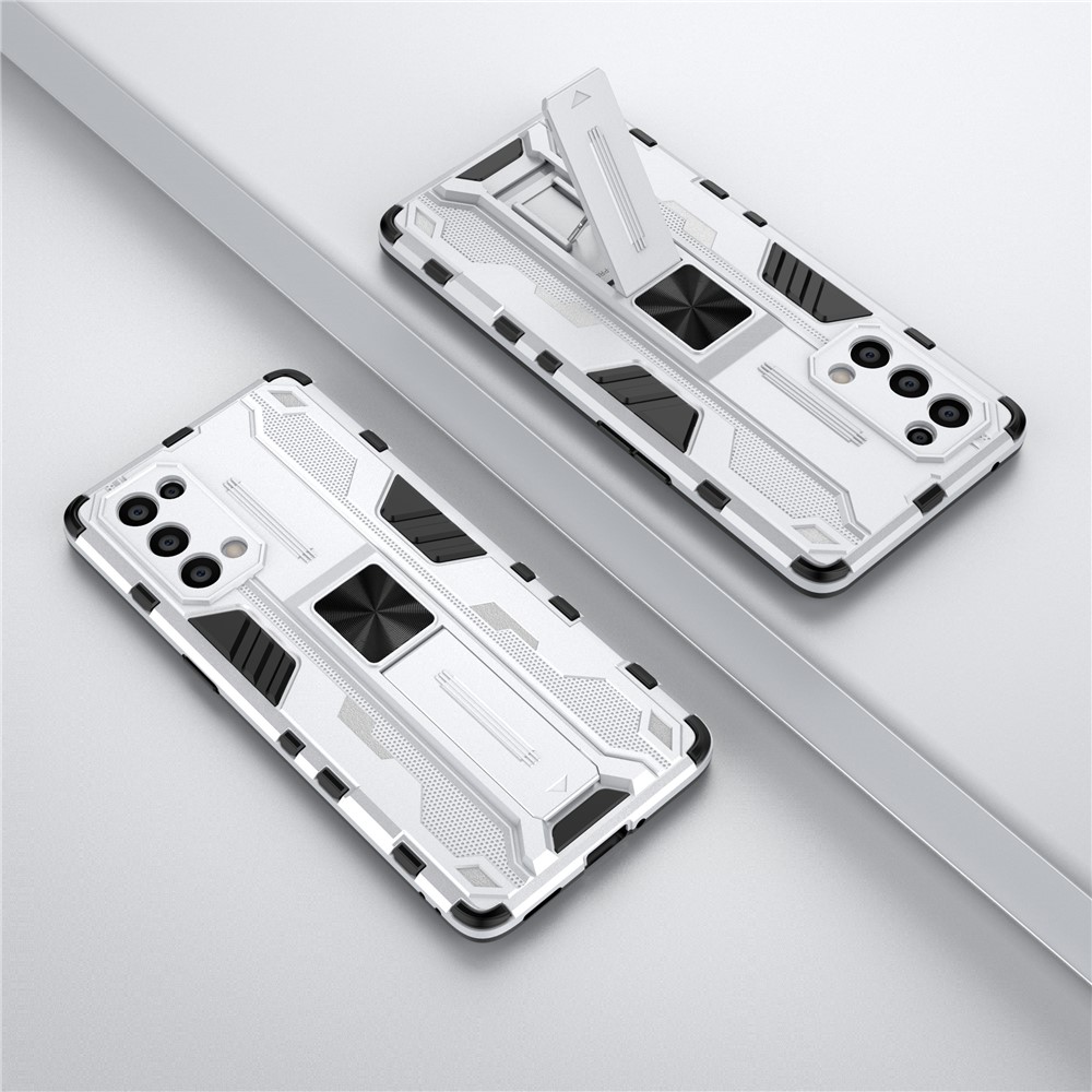 PC + TPU Phone Case Shockproof Protective Cover with Kickstand for Oppo Reno5 Pro 5G - Silver-5