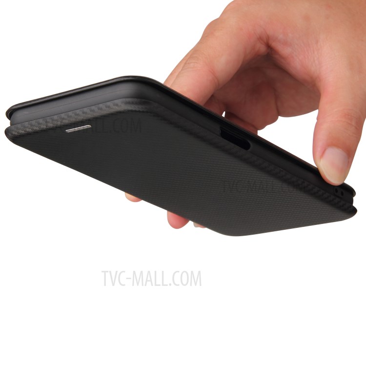 Stand Cover for Oppo A54 4G Auto-absorbed Carbon Fiber Texture Leather Case - Black-10