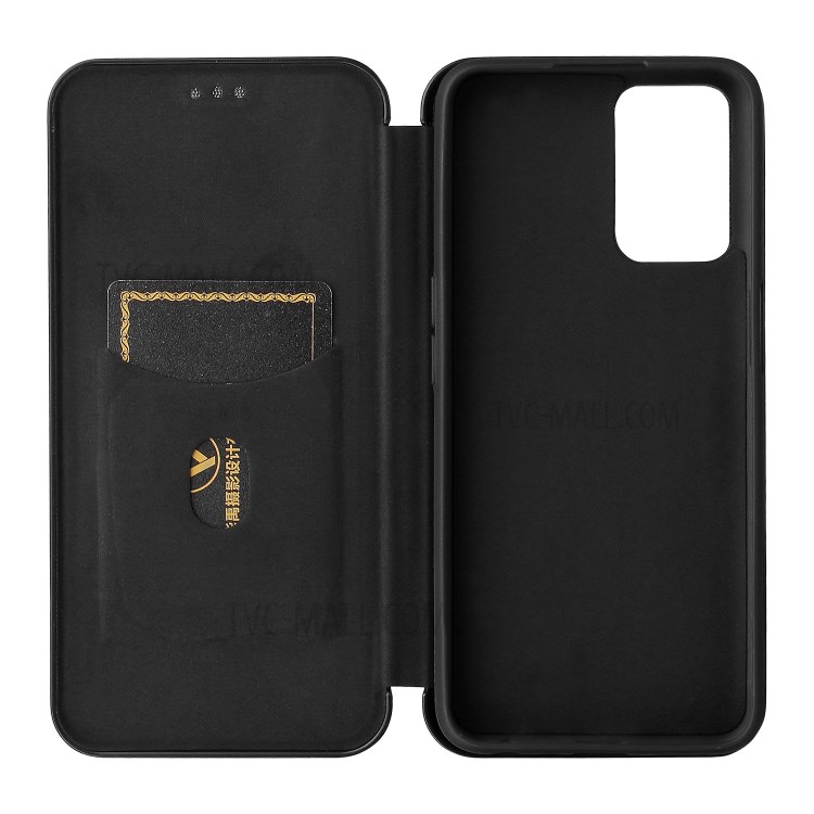 Stand Cover for Oppo A54 4G Auto-absorbed Carbon Fiber Texture Leather Case - Black-4