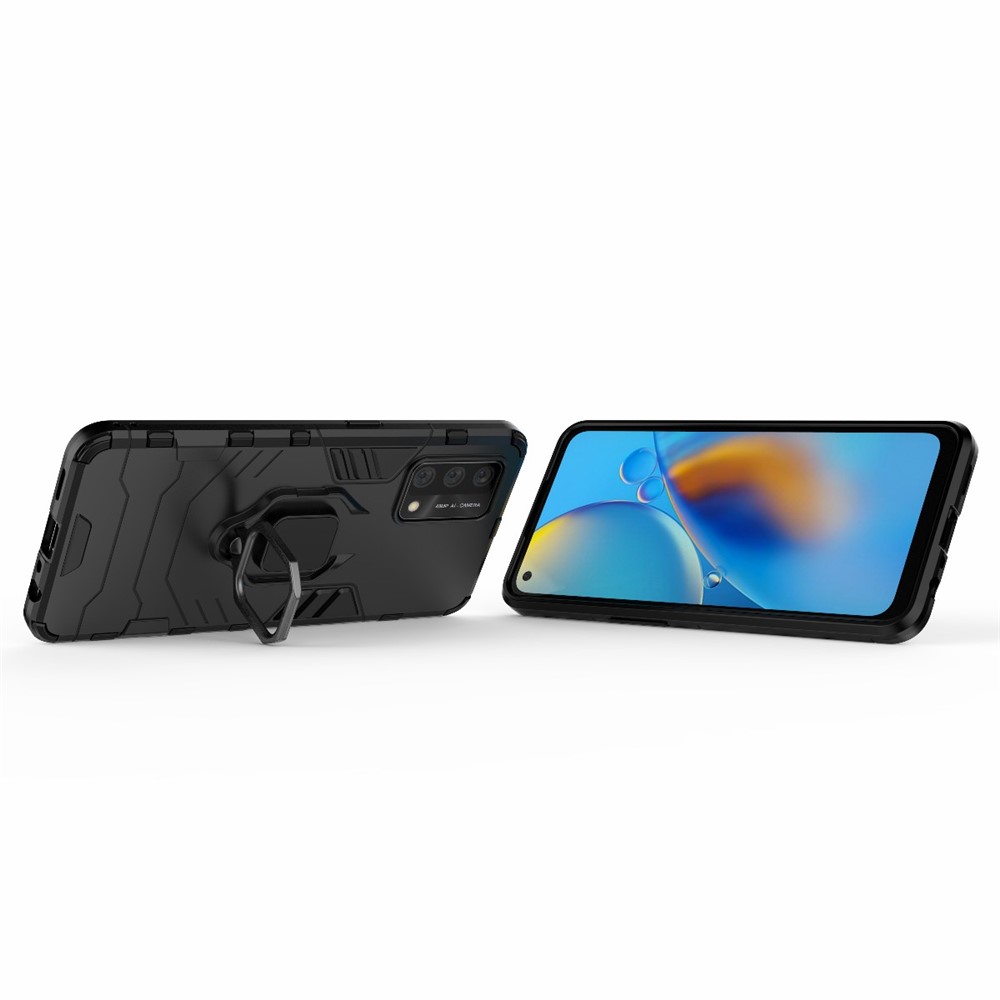 Kickstand Design Cool Guard PC + TPU Hybrid Phone Cover Case for Oppo A74 4G - Black-3