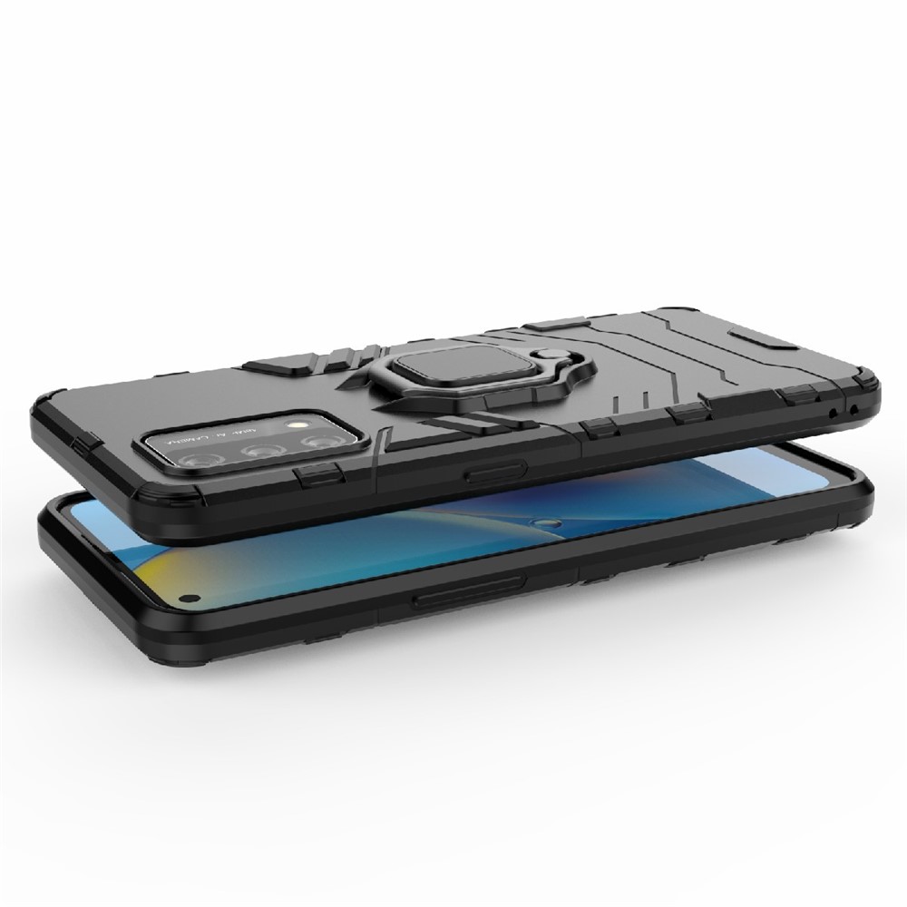 Kickstand Design Cool Guard PC + TPU Hybrid Phone Cover Case for Oppo A74 4G - Black-4