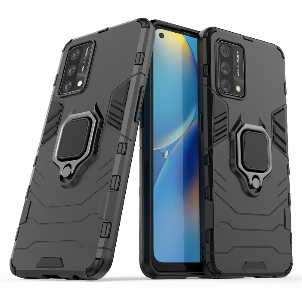 Kickstand Design Cool Guard PC + TPU Hybrid Phone Cover Case for Oppo A74 4G - Black-6