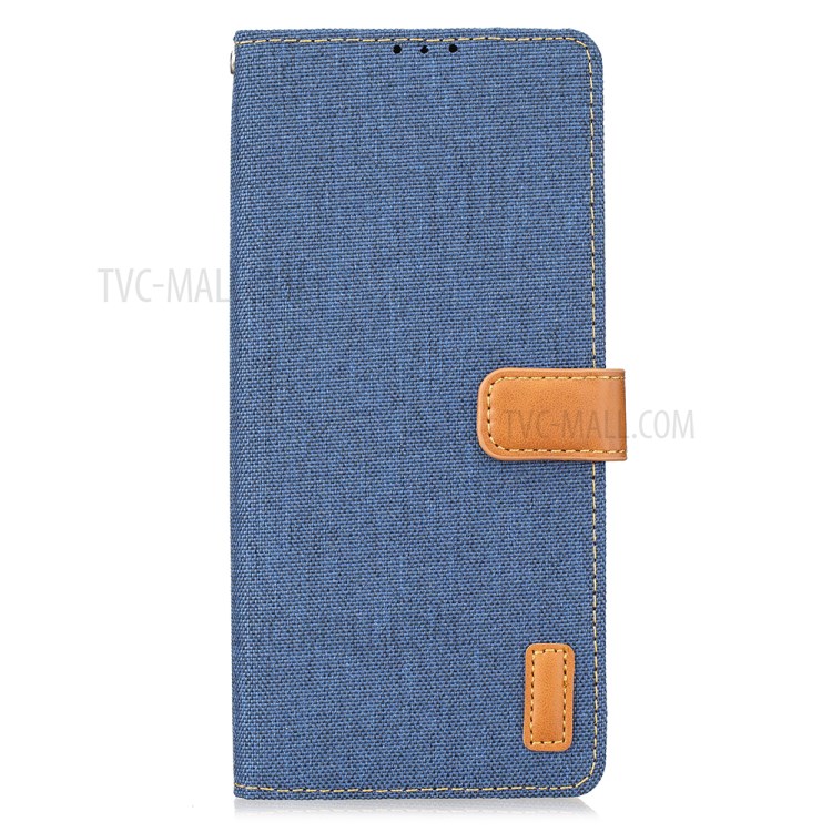 Wallet PU Leather Stand Protector Jeans Cloth Texture Case for Oppo Find X3 Pro Cover - Dark Blue-2