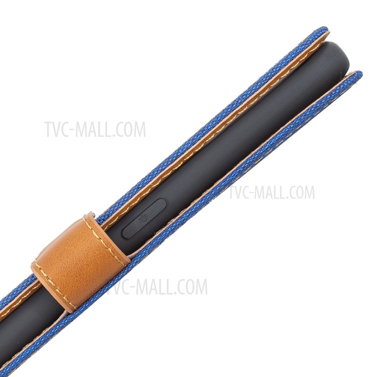 Wallet PU Leather Stand Protector Jeans Cloth Texture Case for Oppo Find X3 Pro Cover - Dark Blue-8