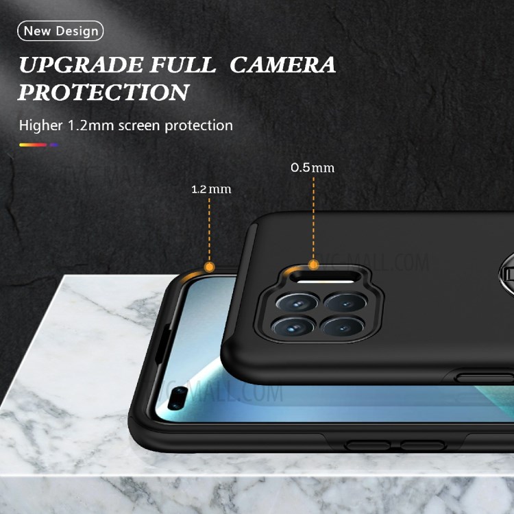 Shockproof Plastic+TPU Hybrid Cell Phone Case Cover Protector with Ring Kickstand for Oppo A93 4G - Black-6