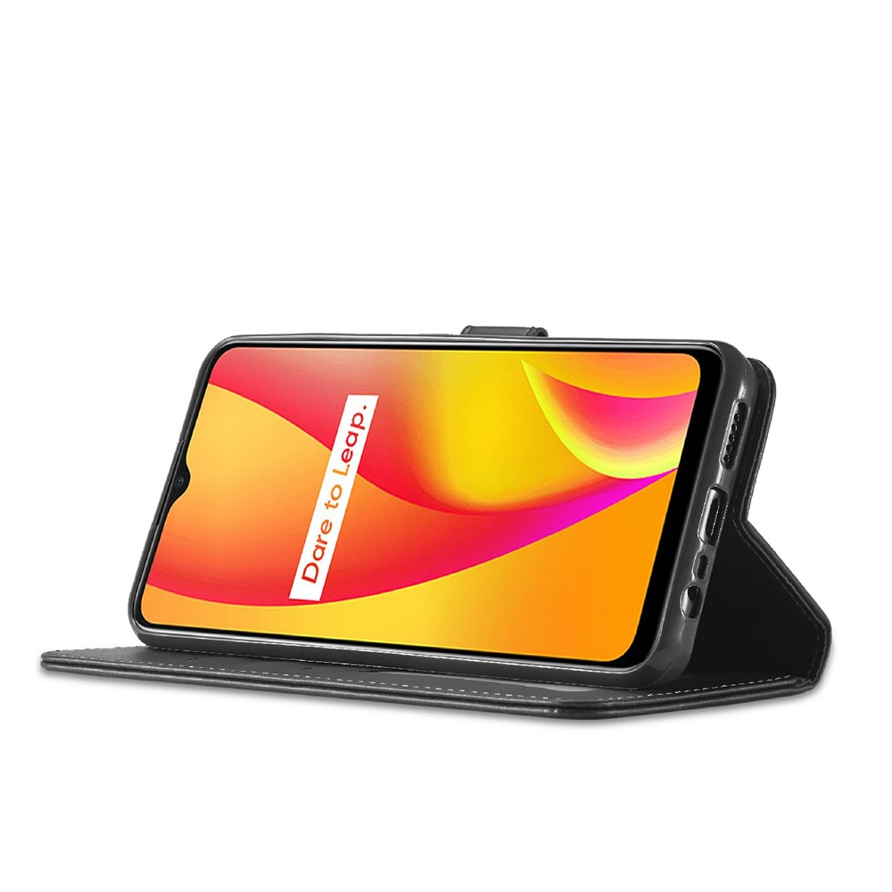 LC.IMEEKE Wallet Stand Design Phone Full Protection Leather Shell Case for Realme C15/C12/C25 - Black-12