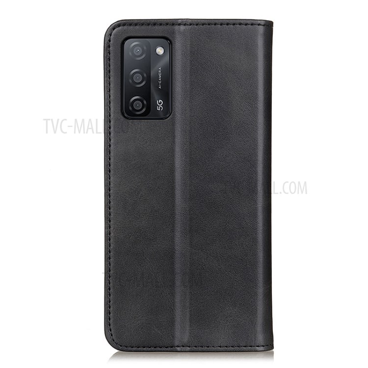 Magnetic Closure Split Leather Full-Protection Wallet Stand Phone Case Shell for Oppo A55 5G/A53s 5G - Black-3