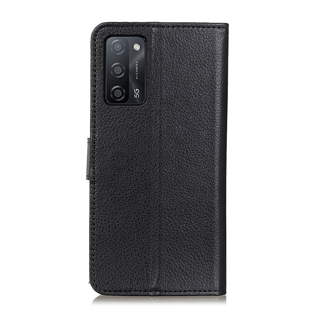 Litchi Texture Leather Wallet Stand Flip Case for Oppo A55 5G/A53s 5G - Black-3