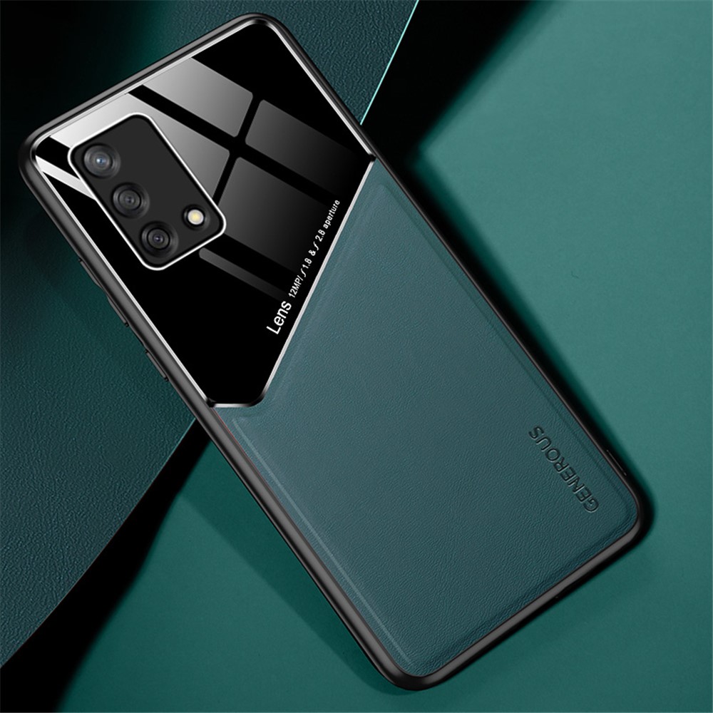 Precise Cut-Out Leather Coated Hybrid Case with Metal Sheet Inside for Oppo A74 4G - Green-2