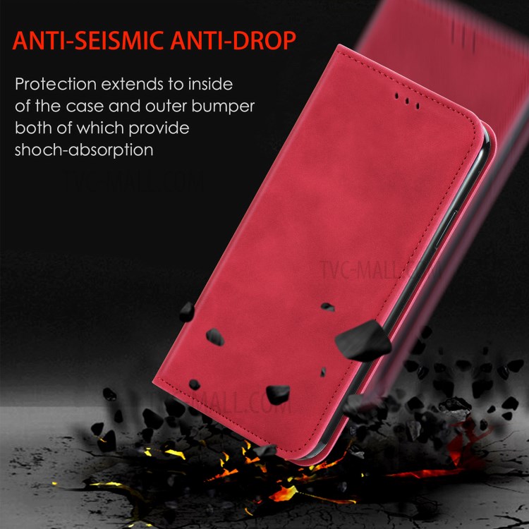 Wholesale Vintage Style Smooth Skin Auto-absorbed PU Leather Phone Case  with Card Slots for Oppo A54 4G - Red from China | TVC-Mall.com