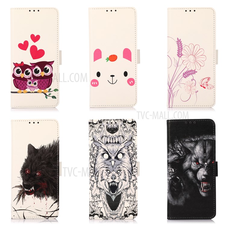 Wallet Stand Design Pattern Printing Leather Protector Cover for Oppo A55 5G/A53s 5G Case - Black Wolf-7