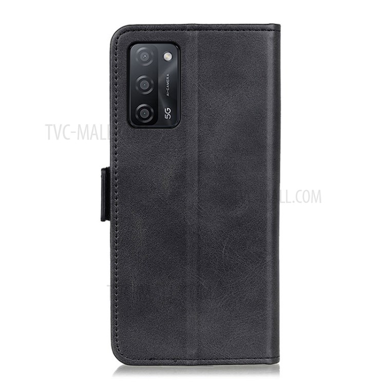 For Oppo A55 5G/A53s 5G Magnetic Double Clasp Leather Wallet Case - Black-3