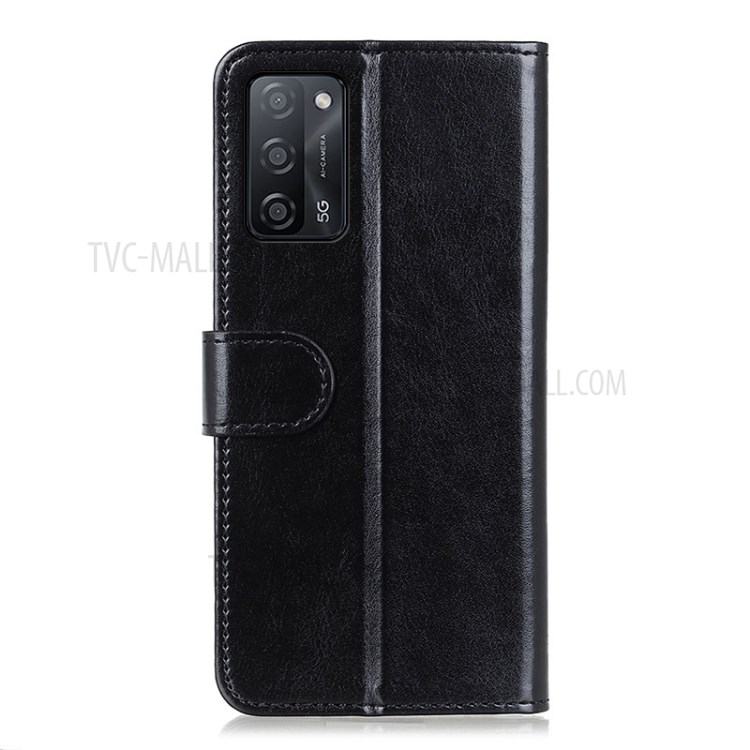 Full-Protection Crazy Horse Texture Leather Wallet Stand Phone Case Cover for Oppo A55 5G/A53s 5G - Black-3