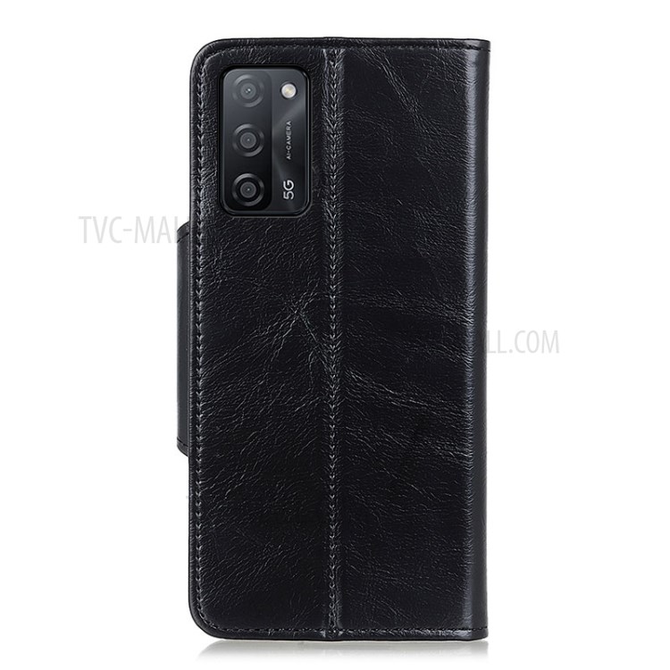 Wallet Stand Flip Leather Phone Cover for Oppo A55 5G/A53s 5G - Black-3