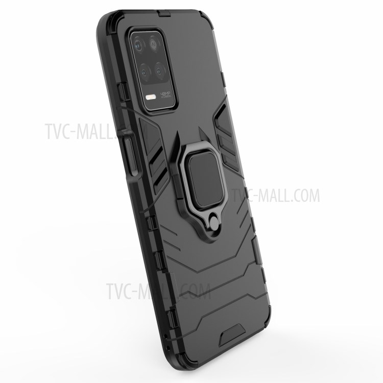Cool Guard PC + TPU Combo Well-Protected Kickstand Hybrid Phone Cover Case for Realme V13 5G - Black-6