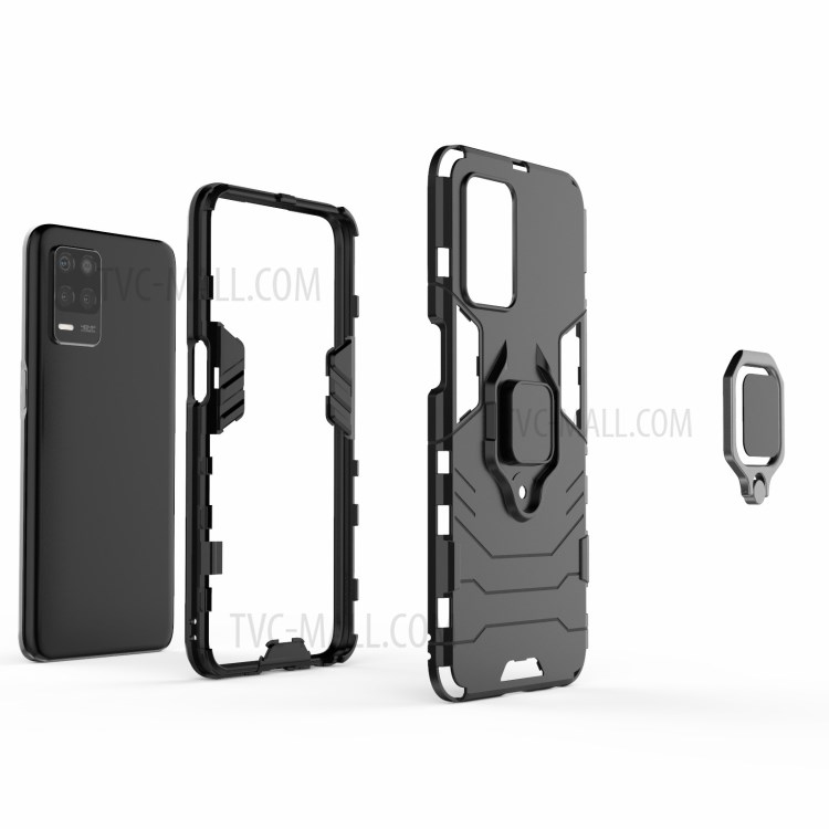 Cool Guard PC + TPU Combo Well-Protected Kickstand Hybrid Phone Cover Case for Realme V13 5G - Black-7