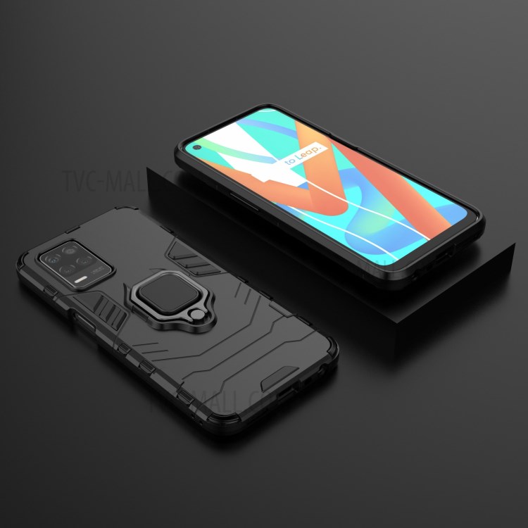 Cool Guard PC + TPU Combo Well-Protected Kickstand Hybrid Phone Cover Case for Realme V13 5G - Black-9